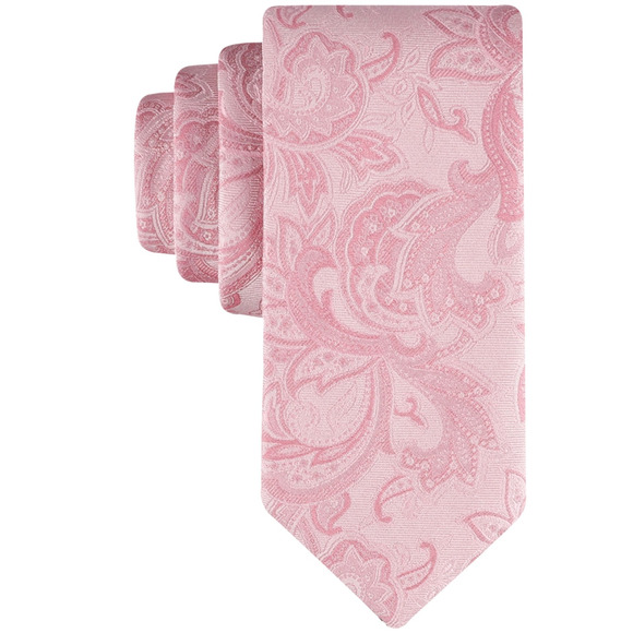 Tommy Hilfiger Men Tonal Paisley Tie Pink - Picture 1 of 2